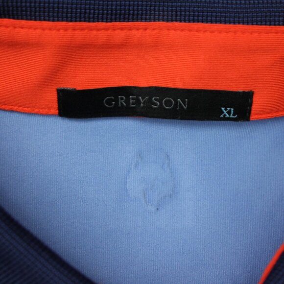 Greyson Polo Shirt Mens XL Blue Geometric Golf Polyester Stretch Short Sleeve - Picture 9 of 14